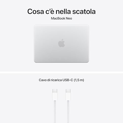 MacBook Neo 13'' con chip A18 Pro: progettato per l’AI e  Intelligence, display Liquid Retina, 512GB di archiviazione SSD, videocamera FaceTime HD a 1080p, Touch ID – Argento - Notebook - Immagine 5