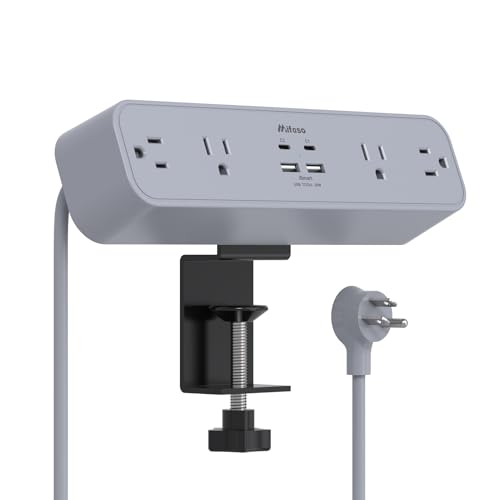 PD30W Desk Clamp Power Strip with 4 Outlets & 4 USB Ports