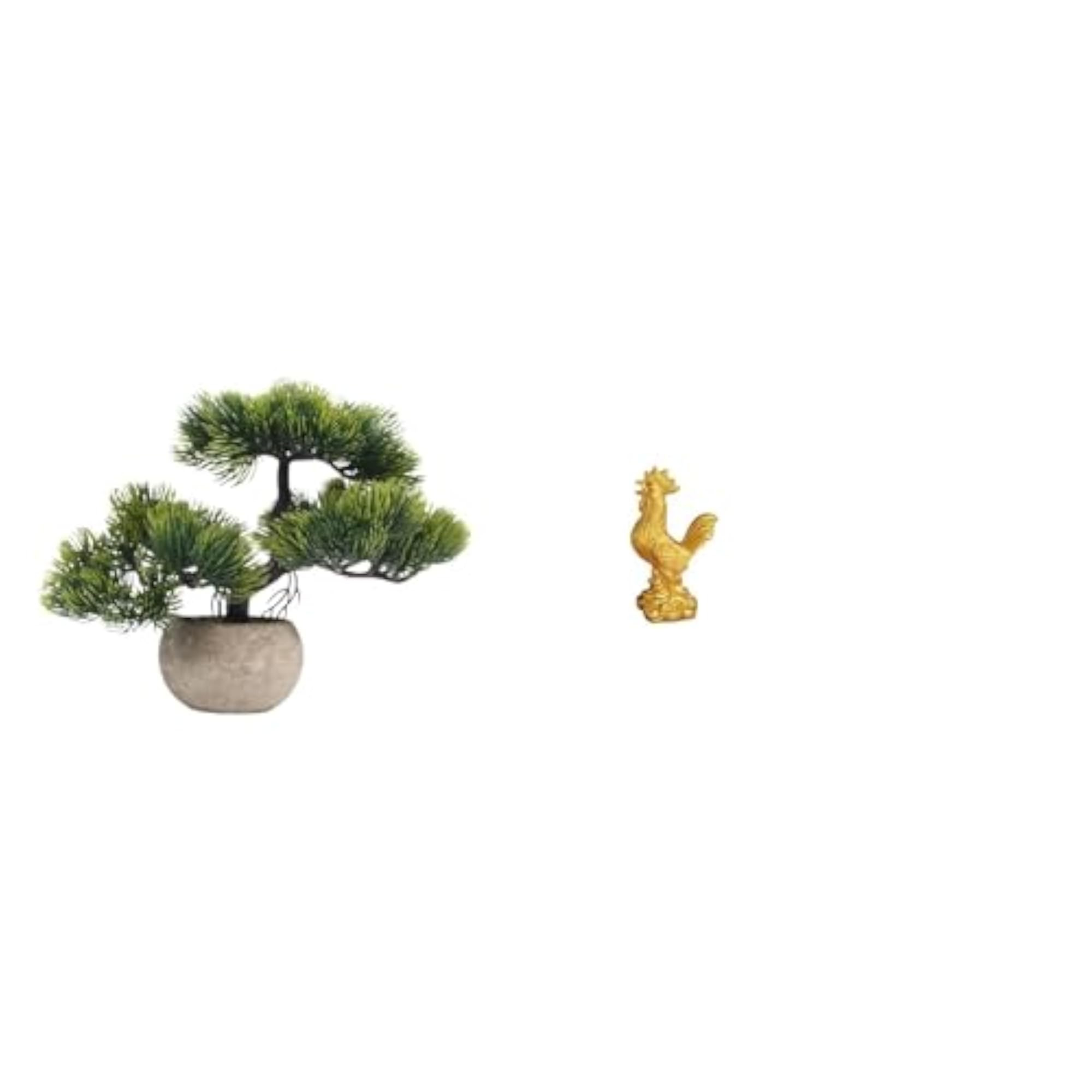 Artificial Bonsai Tree Greenery Collection with Chicken Figurine