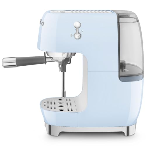 Image of Smeg Cold Brew Coffee Machine, Original Italian Brand, Patented Smeg Pastel Blue Color, Live the Barista Exeprience, Professional Steam Wand for Creamy Milk Drink, Pressure Monitor, ECF03PBEU