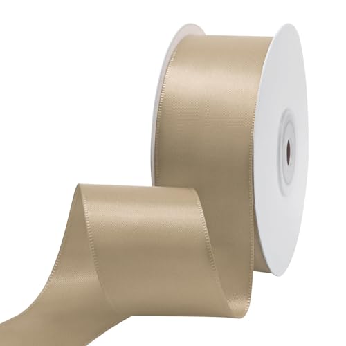 Ribtcute Double Faced Tan Satin Ribbon 1.5 Inch Tan Satin Ribbon for Gift Wrapping,Flower Bouquet,Bows,Crafts,Wedding,Invitation,25 Yards
