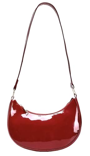 Image of Patent Leather Evening Purse Shiny Clutch MINI Hobos Armpit Shoulder Bag