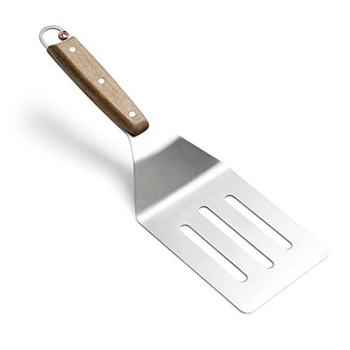 Outset Jackson Stainless Steel Slotted Grill Spatula, Acacia Wood Handle, Silver, 14.6x4.2x1.6" by Outset - Image 2