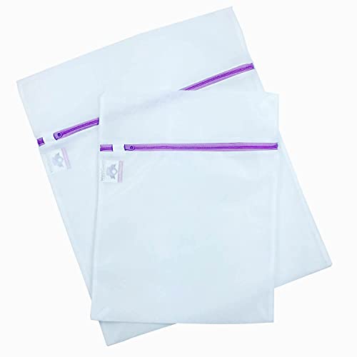 Delicates Laundry Bags 2-Pack - WashGuard Premium Zippered Mesh Wash Bags for Lingerie, Bras, Underwear - Machine Wash Safe - Travel & Storage - Durable Protection - Set Includes 1 Medium & 1 Large