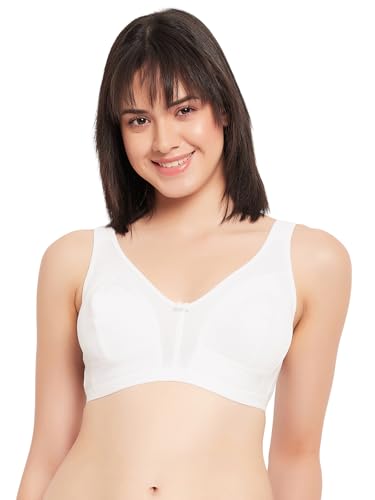 Image of Clovia Women's Cotton Spandex Solid Non-Padded Full Cup Wire Free Full Figure Bra - White