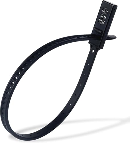 ENGG ダイヤルロック 結束バンド ヘルメットロック 自転車 鍵 電動アシスト自転車バッテリーロック ステンレスプレード 530mm コンパクト 軽量 (ブラック)