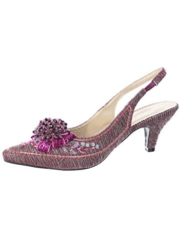 SIMPLY COUTURE Women's Low Heel Closed Toe Slingback Pumps Bowknot Comfortable Dress Shoes4