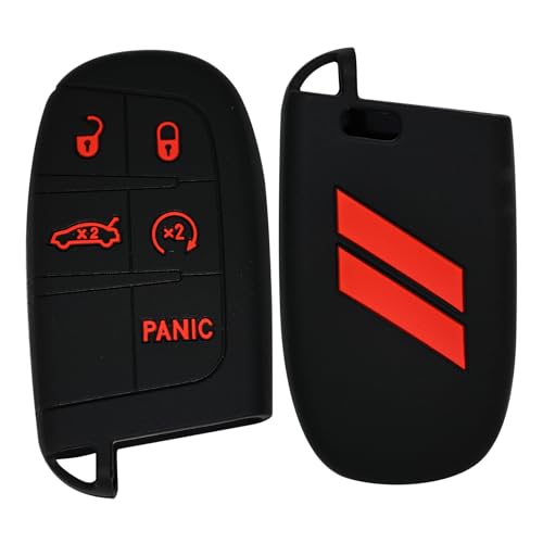 Silicone Key Fob Cover, 5 Button Remote Key Protection Case (Black)