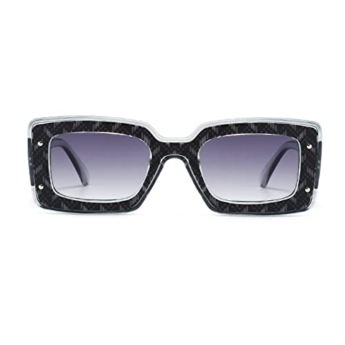 Image of Fashion Square Sunglasses For Women Men Rivet Decoration Luxury Ladies Sun Glasses UV400 Shades Lady Leopard Eyewear