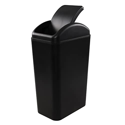 Caneca de basura rectangular 14 L con tapa negra