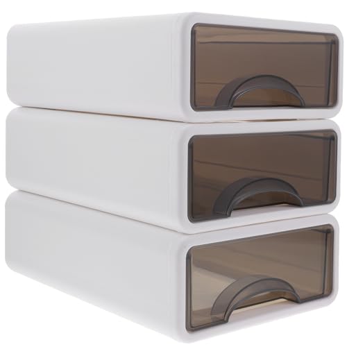iplusmile Organizador de Escritorio Apilable de 3 Unidades Diseño Cerrado para Protección, Caja de Almacenamiento de Oficina Adecuado para Lápices y Joyería, Tamaño 9.84x6.69x8.85 Pulgadas