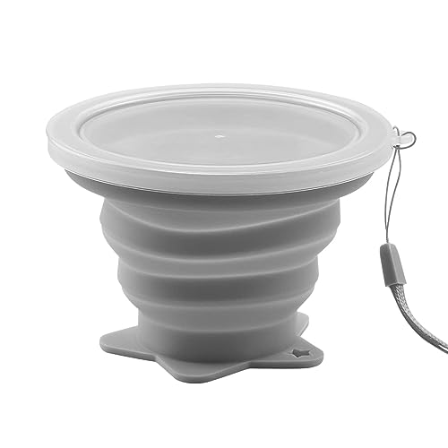 Jagowa Collapsible Silicone Cup Foldable BPA Free Portable Reusable Drinking Mug with Lids for Travel Outdoor Camping Hiking, Grey Jagowa Collapsible Silicone Cup Foldable BPA Free Portable Reusable Drinking Mug with Lids for Travel Outdoor Camping Hiking, Grey