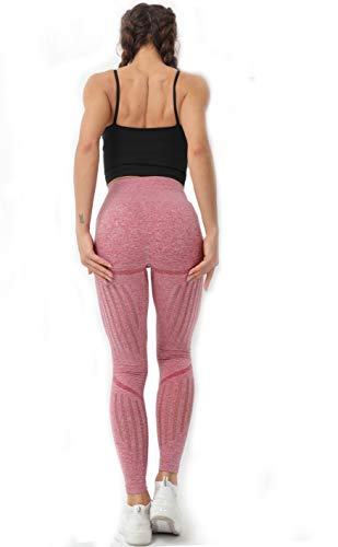 Redqenting Women’s High Waist Seamless Leggings Ankle Yoga Pants Squat Proof Tights Pink