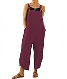 DURINM Damen Latzhose Lässiger Overall für Damen Verstellbarer Loose Bib Pants Overall Baggy Jumpsuit Strampler Sommerhose mit Träger