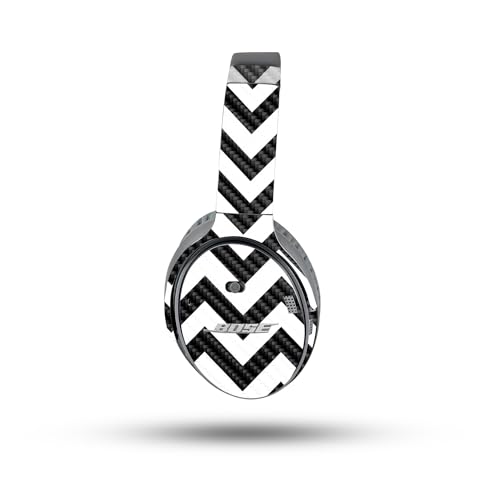 Image of MightySkins Carbon Fiber Skin Compatible with Bose QuietComfort 35 II Headphones - Black Chevron | Protective, Durable Textured Carbon Fiber Finish | Easy to Apply