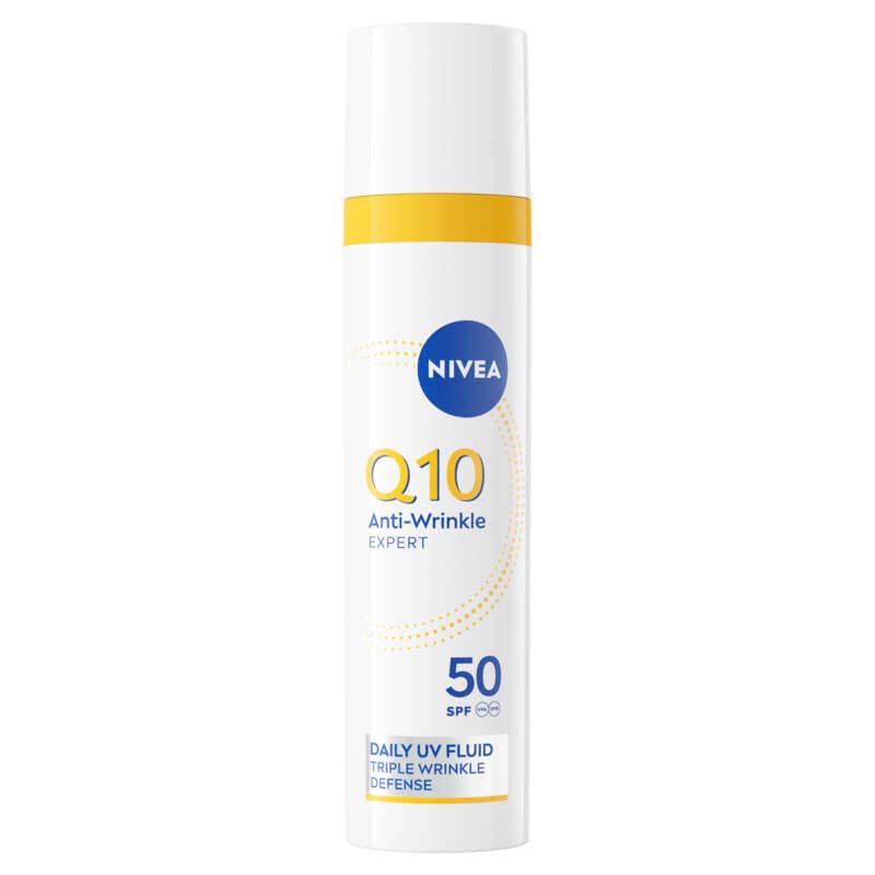 NIVEA Q10 Antiarrugas Crema Líquida SPF 50 Protectora para Paseos y Rutinas Urbanas