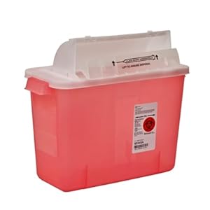 Covidien 8534SA SharpSafety Safety in Room Sharps Container Counterbalance Lid, 2 gal Capacity, Transparent Red (Pack of 10)
