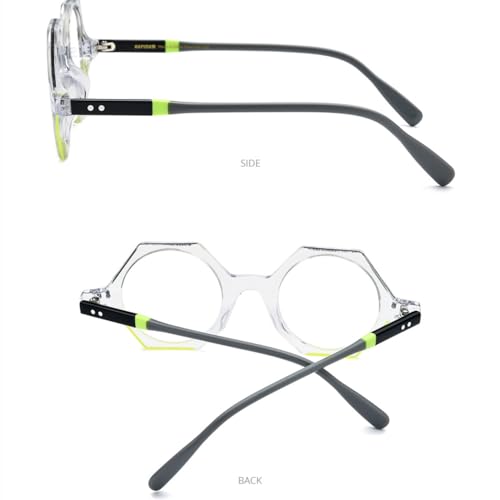 Lunettes polygone vintage MUTYNE : exprimez votre style unique en acétate de poudre