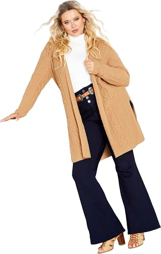 Image of AVEOLOGY Women's Plus Size Camilla Cable Knit Hooded Cardigan