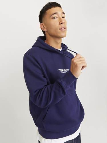 Sweat à capuche bleu Ocean Cavern JACK & JONES coupe confort XL avec poche