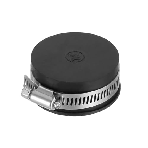 Image of PATIKIL 1 1 /2 Inch PVC Pipe Cap, 1 Pcs Steel Mechanical Test Plug with Stainless Steel Clamps Sewer Cleanout Cover Durable Sewer Pipe Plug Fit for Most Pipes Sink Pools, Black