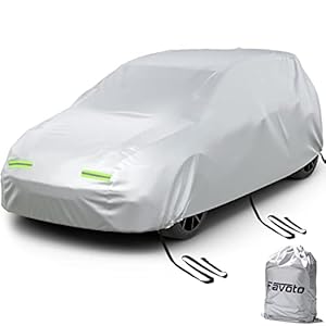 Favoto Waterproof Car Cover Outdoor Hatchback Cover Universal Fit 145 to 157 inch UV Protection Windproof Dustproof Snow Leaves Scratch Resistant for Outside Storage Full Exterior Covers