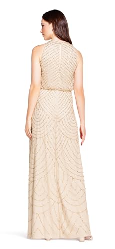 Image of Adrianna Papell Womens Halter Blouson Beaded Gown