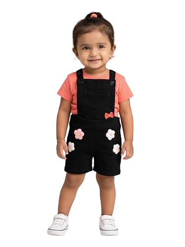 Image of KiddoPanti Unisex Infant Denim Dungaree | Cotton Blend Stretch | Baby Jumpsuit Witth Pockets | Comfortable Casual Outfit for Boys & Girls 6 Months-3 Years