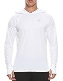 FEDTOSING Herren Outdoor UPF 50+ Sonnenschutz Hoodie Langarm T Shirt Schnelltrocknendes UV Shirt Laufen Angeln mit Daumenl&ouml;chern White XL