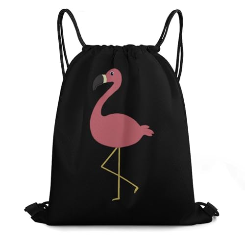 Cute Flamingo Drawstring Backpack Durable Sport Gym Bags Daypack for Men Women 35 * 42cm