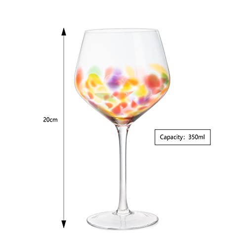 Hand Blown Colorful Drinking Glasses – Set Of 4 Confetti Wine & Water Glasses Set Of 4 - 12 Oz The Wine Savant - Mexico Stained Glass Rainbow Glass, Crystal Colored Water, Stemmed Wine, Gifts Colorful #TOP7