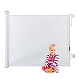 Relaxdays traphekje oprolbaar, mogelijke breedte 70-140 cm, met boren, kinderen & honden, zonder drempel, deurhekje, wit