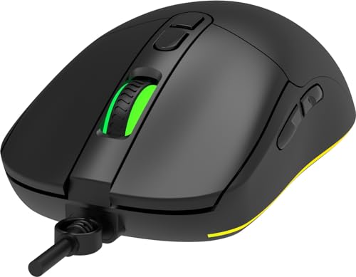 TAUROX Gaming Mouse - Mouse da gaming con cavo, illuminazione LED multicolore, connessione USB, mouse per PC cablato con 5 tasti, due interruttori DPI fino a 7.200 dpi, cavo rivestito, nero - Mouse gaming - Immagine 2
