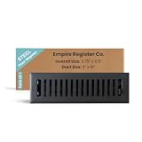 Empire Register Co. 2' x 10' Premium Vent Covers for Home Floor Only, Metal Damper Attached Floor Register, Heavy Duty Steel Walkable Floor Air Vent Covers, Register Cover Vents: Textured Black Finish