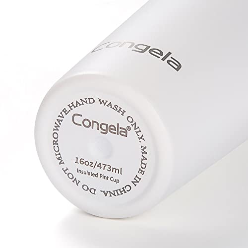 Congela 16Oz Stainless Steel Tumbler Insulated Pint Glasses With Lids,Stackable Water And Beer Cups Vacuum Tumblers Sweat Free Mugs With Gift Box For Party Or Outdoor Camping (White) #TOP3
