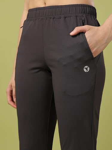 Image of TECHNOSPORT Women's Regular Fit Mid Rise Solid Track Pant with Antimicrobial, Stretchable for Gym, Workout & Sports and Regular Use