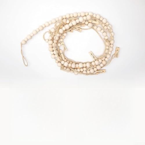 Hosrivae Expositor de fotos colgante bohemio con 24 clips de madera, cuerda de yute natural de 70 pulgadas, decoración de pared para adolescentes, día de la madre y fotos de boda