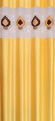 Image of LaVichitra Polyester Door Curtain with Designer Net (7ft, Yellow) -1 Piece