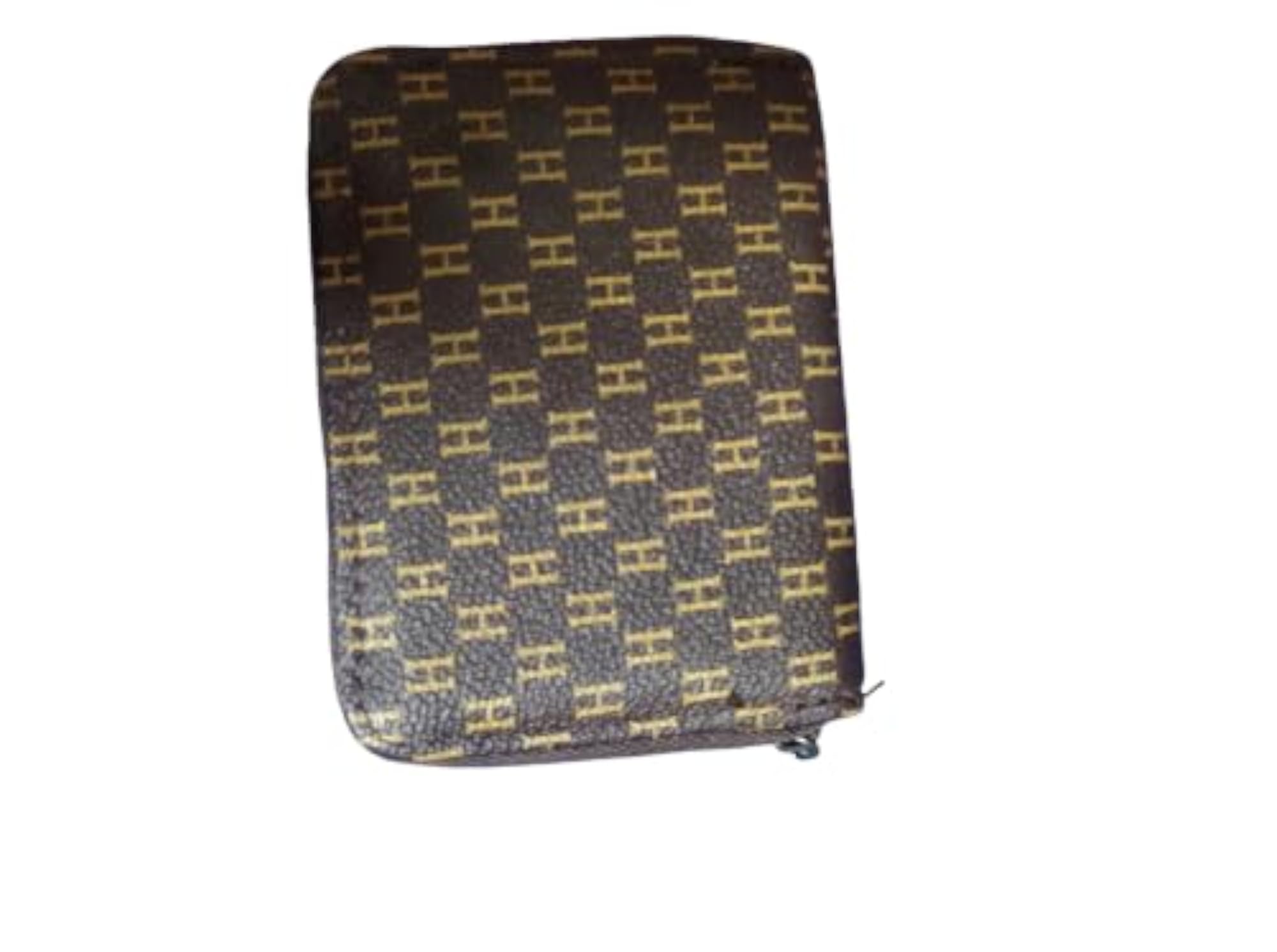 Monogram Print Zip-Around Coin Purse Wallet, Brown