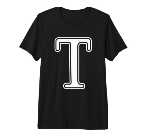 Letter T Athletic Varsity Block Alphabet Monogram Premium Tri-Blend T-Shirt