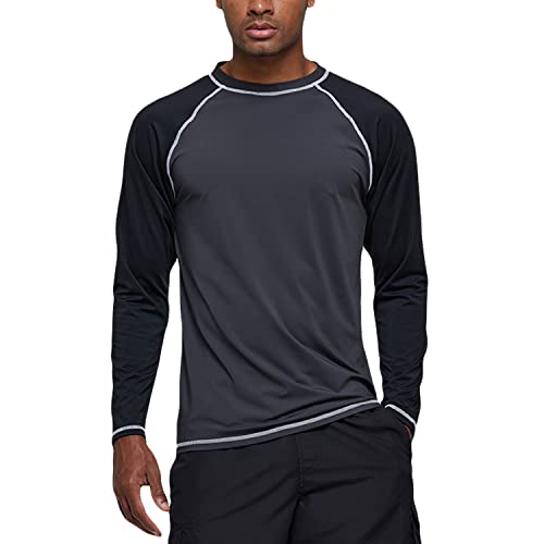 Image of Satankud Men's Swim Shirts Rashguard Sun Shirt UPF 50+ UV Sun Protection Outdoor Long Sleeve T-Shirt Swimwear