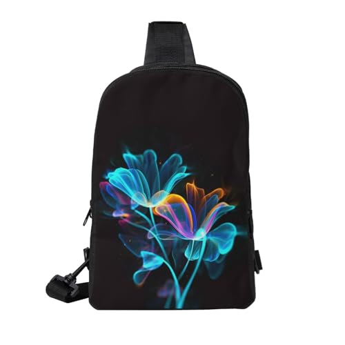 Neon Flowers Printed Chest Bag Dual Pocket Diagonally Chest Messenger Bag2