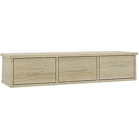 vidaXL Wall-mounted Drawer Shelf with 3 Drawers Cover