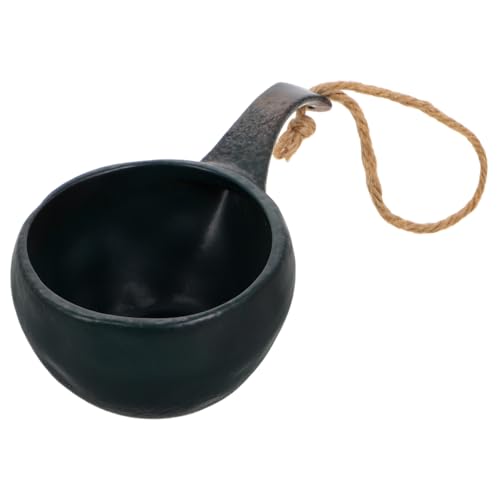 Mobestech Stoviglie D'epoca Tazza Da Caffè Giapponese Ciotola Di Matcha Grandi Ciotole Da Minestra Ciotola Matcha Con Beccuccio Tazza Giapponese Black Ceramica
