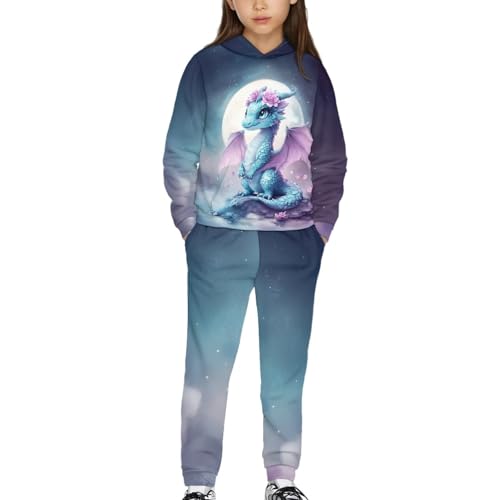 Girls Athletic Hoodie Set Size 4-12 Soft Kids Sweatsuit Sets 2025 Fall Long Sleeve Sweatshirt Jogger Pant Set