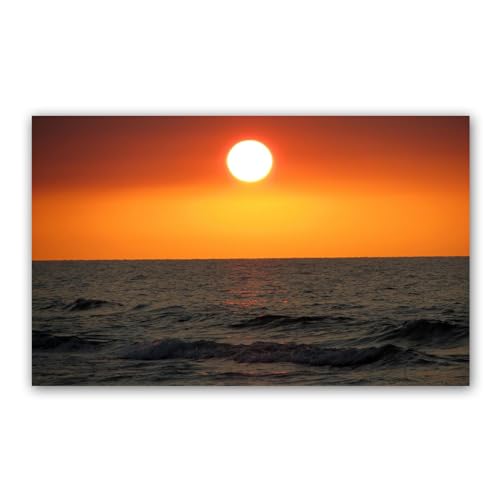Toile murale plage impression paysage tableau mer coucher de soleil