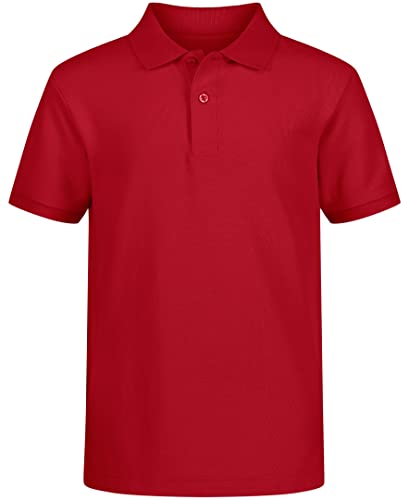 Image of Nautica Boys' School Uniform Short Sleeve Polo Shirt, Button Closure, Comfortable & Soft Pique Fabric