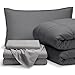 Bare Home Bed-in-A-Bag 5 Piece Comforter & Sheet Set - Twin Extra Long - Goose Down Alternative - Ultra-Soft 1800 Premium - Hypoallergenic - Bare Breathable Bedding (Twin XL, Grey/Light Grey)