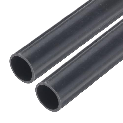 Image of sourcing map PVC Rigid Tube Round Pipe Tubing Hardware Tubing 10mm ID 12mm OD 9" Length Dark Grey High Impact for Water Pipe, Crafts, Cable Sleeve 2pcs