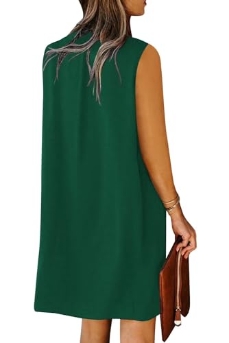 QACOHU Women Summer Dresses Sleeveless Casual Loose Swing Straight Fit Midi Dress Beachwear Coverups Dark Green XL - Image 4